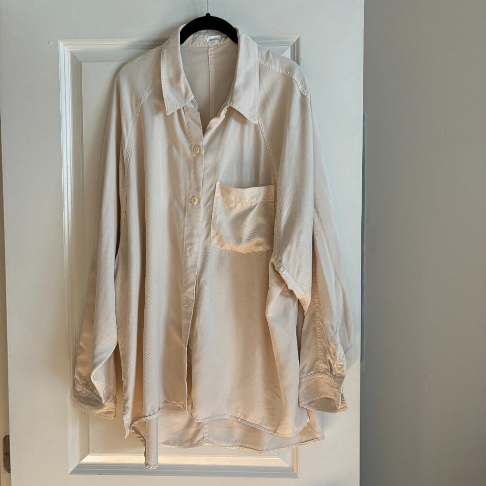 Aritzia Wilfred Free Lyocell Cream Oversized Boyfriend Button-up Shirt Large